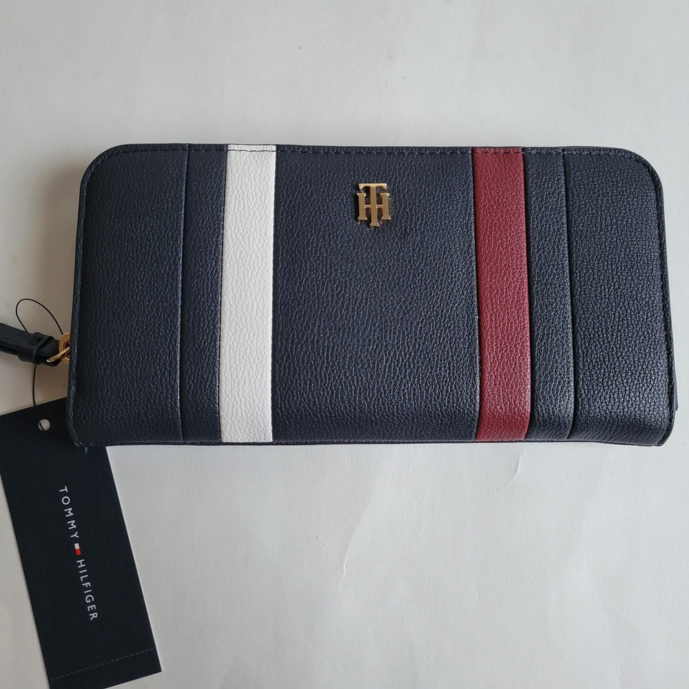 Tommy Hilfiger Navy Wallet with Red and White Stripes